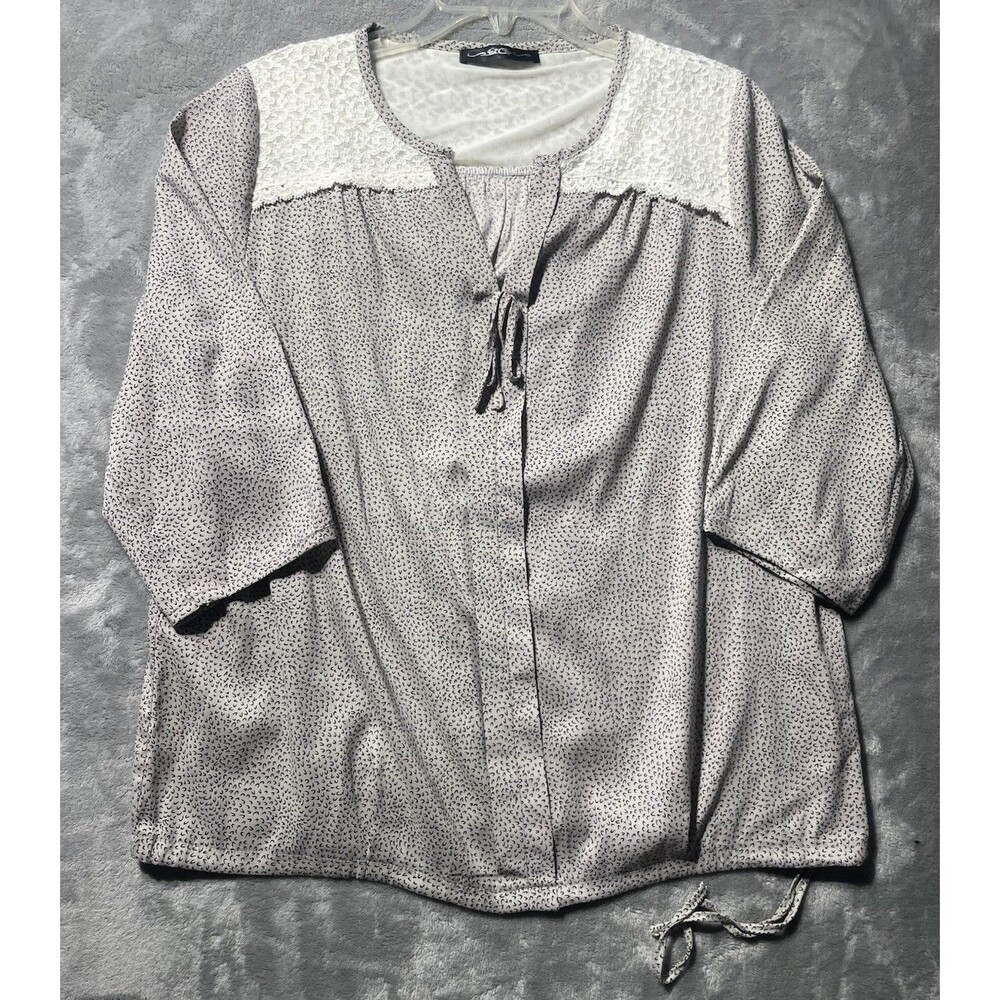 Isa Chic Lacey Shoulder Area Patterned Blouse Women’s Mid Sleeves Beige